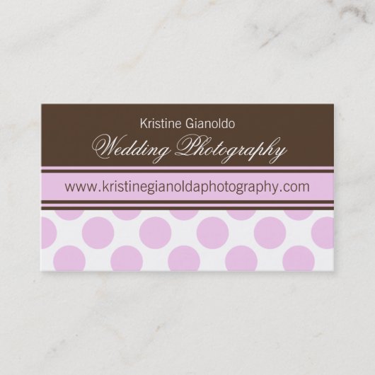 Cacaobruin en roze Stippen Visitekaartjes (Voorkant)