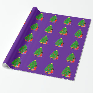 Cacaocoupons Paars kerstpapier Cadeaupapier
