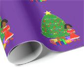 Cacaocoupons Paars kerstpapier Cadeaupapier (Rol Hoek)