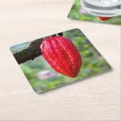 cacaodraden rood kartonnen onderzetters (Schuin)