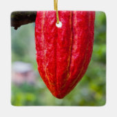 cacaodraden rood keramisch ornament (Voorkant)