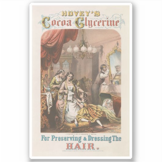 Cacaoglycerine van Hovey, circa 1860 Sticker (Voorkant)