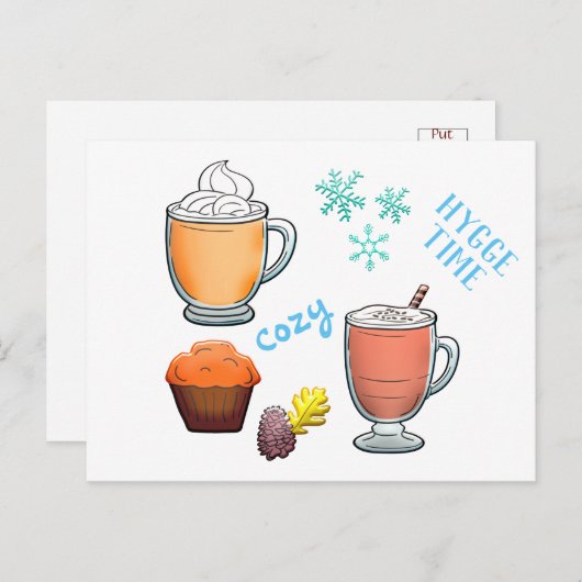 Cacaokoffie Cozy Winter Hygge Time Briefkaart (Voorkant / Achterkant)