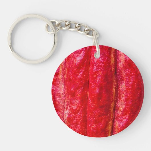 cacaopeul rood sleutelhanger (Voorkant)