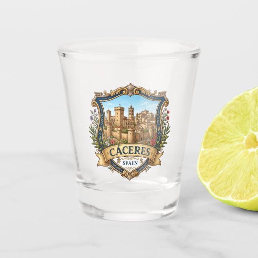 Cáceres Spanje Shot Glas (Voorkant)