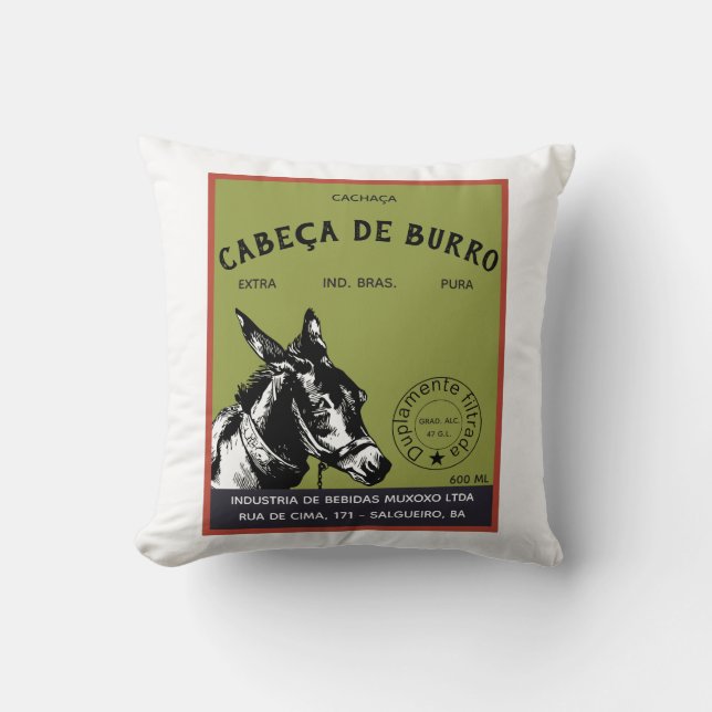 Cachaça Donkey Head-label Kussen (Voorkant)