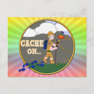 CACHE AAN! GEOCACHING GRANNY GRAY HAIR BRIEFKAART