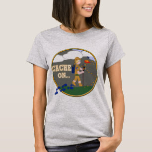 CACHE AAN! GEOCACHT CHICK GIRL BLOND T-SHIRT