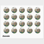CACHE AAN! GEOCACHT CHICK GIRL BRUNETTE RONDE STICKER (Vel)