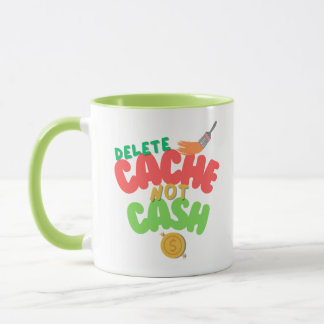 Cache en contant geld in technologie mok
