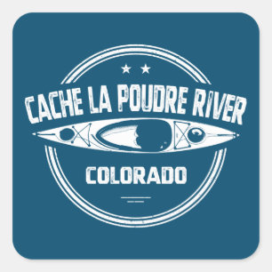 Cache la Poudre River Colorado Kayaking Vierkante Sticker