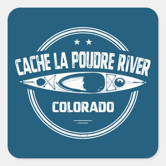 Cache la Poudre River Colorado Kayaking Vierkante Sticker (Voorkant)