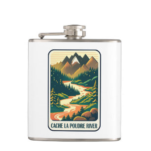 Cache la Poudre River Colorado Kleuren Heupfles