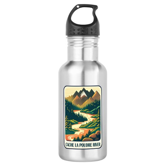 Cache la Poudre River Colorado Kleuren Waterfles (Voorkant)