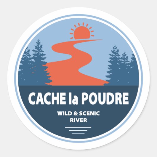 Cache la Poudre Wild and Schilderachtig River Ronde Sticker (Voorkant)