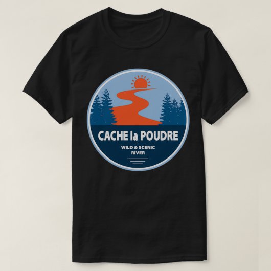 Cache la Poudre Wild and Schilderachtig River T-shirt (Design voorkant)