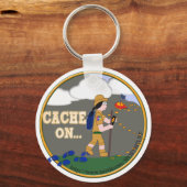 CACHE ON GIRL - GEOCACHING MOTTO SLOGAN GEOCACHING SLEUTELHANGER (Voorkant)