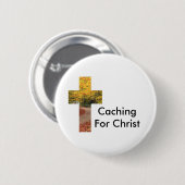 Caching for Christus Geocaching Swag Pin Ronde Button 5,7 Cm (Voorkant /achterkant)
