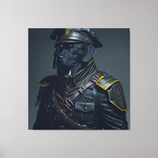 CACHORRO COM UNIFORME MILITAR CANVAS AFDRUK (Voorkant)