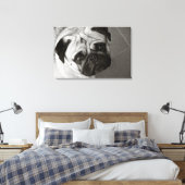 Cachorro de Pug sobre lienzo Canvas Afdruk (Insitu (Slaapkamer))