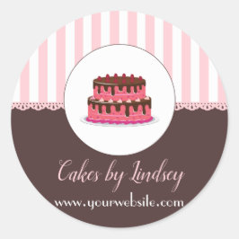 Cacke Decorator PINK BROWN Bakery CUTE Ronde Sticker