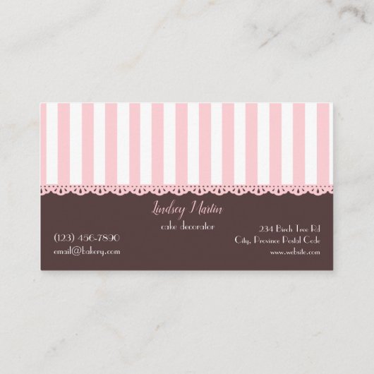 Cacke Decorator PINK BROWN Bakery CUTE Visitekaartje (Achterkant)