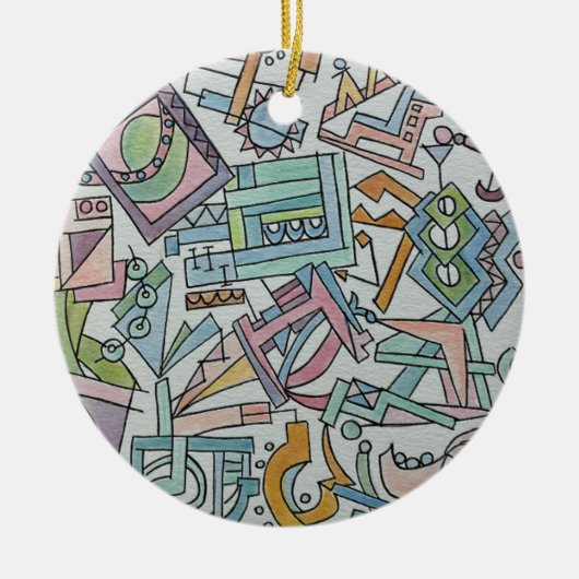 Cacophony-Whimsical Modern Geometric Art Keramisch Ornament (Voorkant)