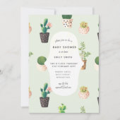 Cacti Baby Shower Uitnodigingen Waterverf Succulen (Voorkant)