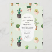 Cacti Baby Shower Uitnodigingen Waterverf Succulen (Voorkant / Achterkant)
