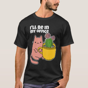 Cacti Beker En Kat In Kantoor T-shirt
