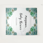 Cacti bloemen en succulenten witte Baby Shower Wandkleed (Voorkant (horizontaal))