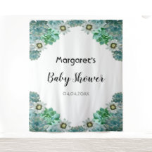 Cacti bloemen en succulenten witte Baby Shower