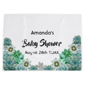 Cacti-bloemen is het zoete witte Baby shower Groot Cadeauzakje (Voorkant)