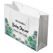 Cacti-bloemen is het zoete witte Baby shower Groot Cadeauzakje (Voorkant Gekanteld)