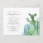 Cacti Botanische Baby shower Waterverf Uitnodiging Briefkaart (Voorkant)