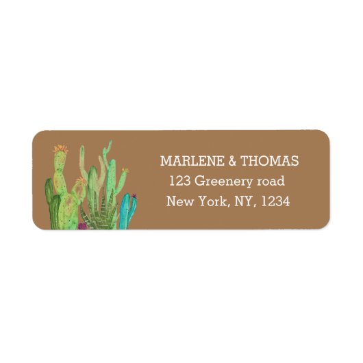 Cacti Cactus Desert Script Boho Succulent Simple Etiket (Voorkant)