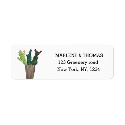 Cacti Cactus Desert Script Modern Succultics Etiket (Voorkant)