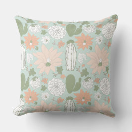 Cacti Cactus Peach Green Whimsical Pattern Kussen