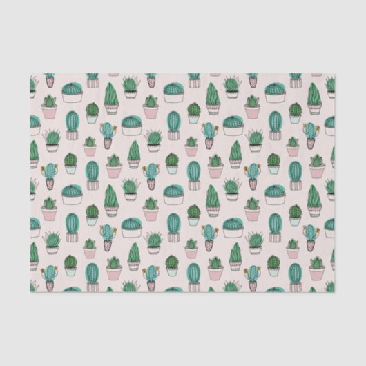 Cacti Cactus Succulent Pattern Tissuepapier (Voorkant)