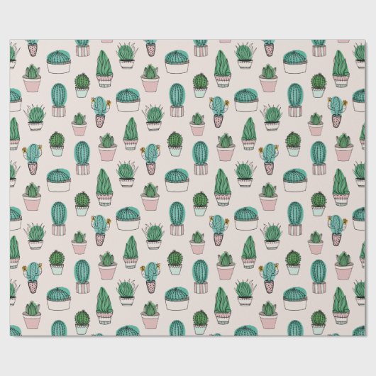 Cacti Cactus Succulent Plant Patroon Cadeaupapier (Vlak)