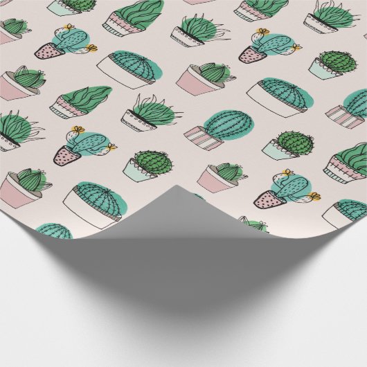 Cacti Cactus Succulent Plant Patroon Cadeaupapier (Hoek)