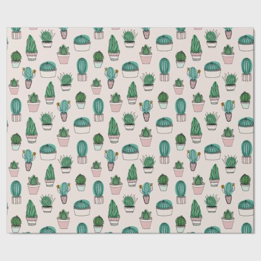 Cacti Cactus Succulent Plant Patroon Cadeaupapier (Zoom)
