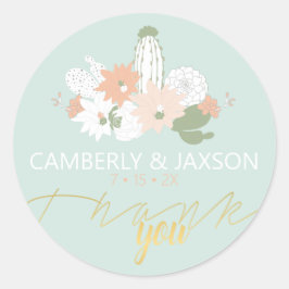 Cacti Cactus Theme Wedding Dank je Ronde Sticker