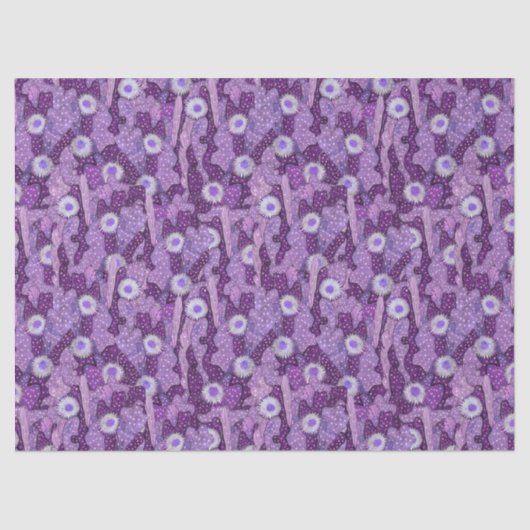 Cacti Camouflage, Floral Pattern, Paars Violet Tissuepapier (Voorkant)