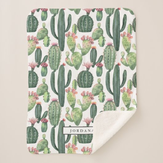 Cacti Desert Thema Gepersonaliseerd Sherpa Deken (Voorkant)