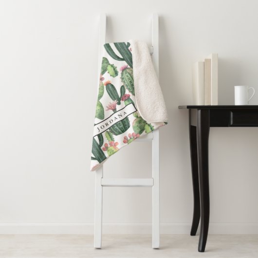 Cacti Desert Thema Gepersonaliseerd Sherpa Deken (In situ)