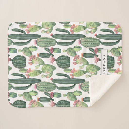 Cacti Desert Thema Gepersonaliseerd Sherpa Deken (Voorkant (horizontaal))