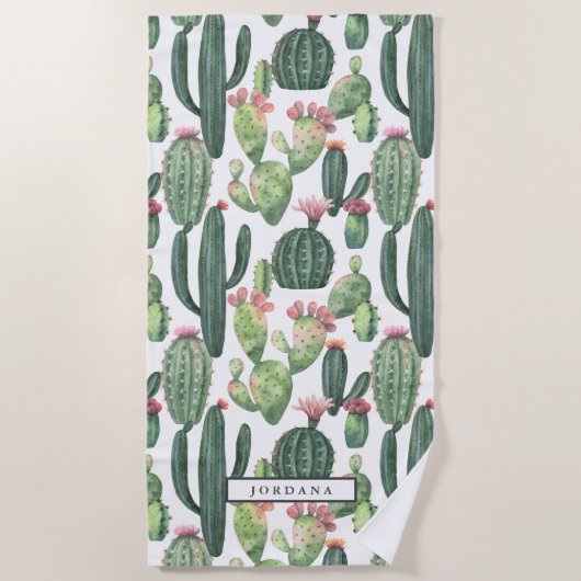 Cacti Desert Thema Gepersonaliseerd Strandlaken (Voorkant)