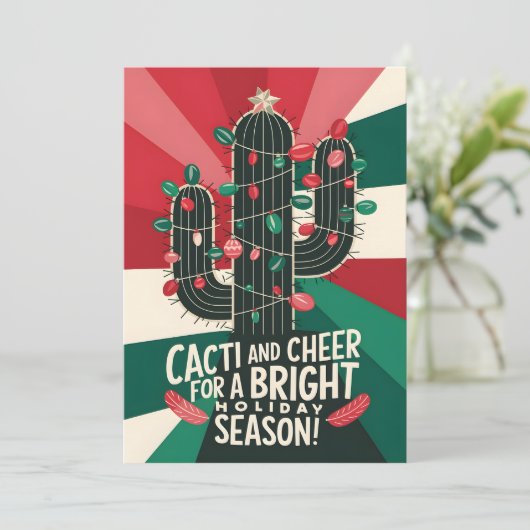 Cacti en Cheer - Kerst Kaart (Staand voorkant)