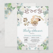 Cacti Floral Mexican Baby Boy Charro Baby shower Kaart (Voorkant / Achterkant)